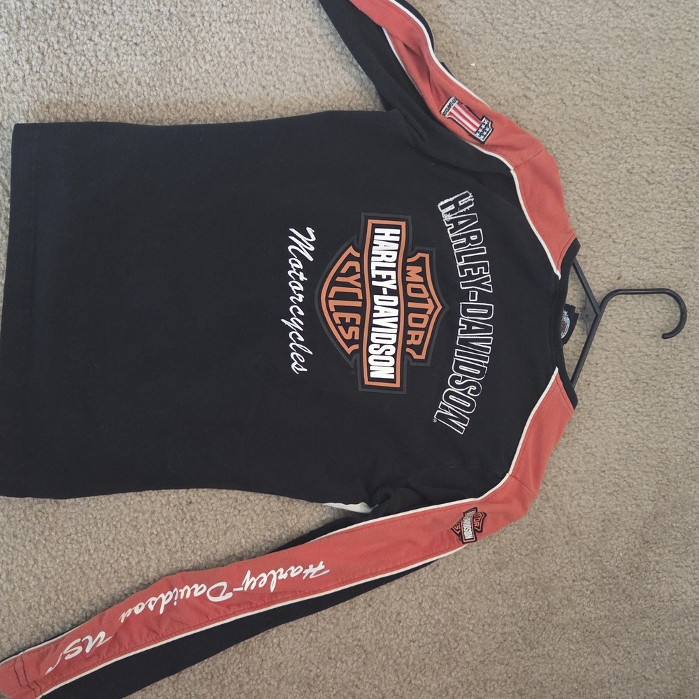 Harley-Davidson Black & Orange Long Sleeve Logo Top